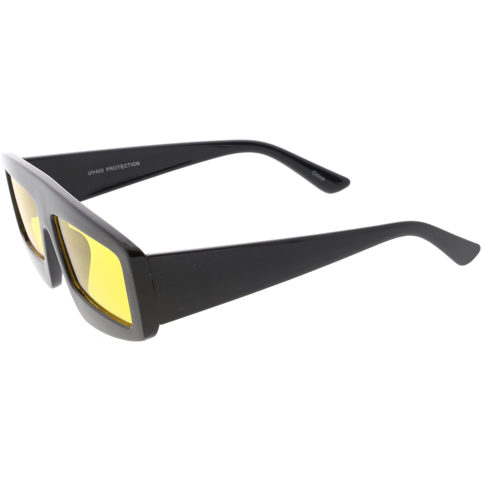 Retro Modern Rectangle Flat Lens Color Tinted Sunglasses - zeroUV