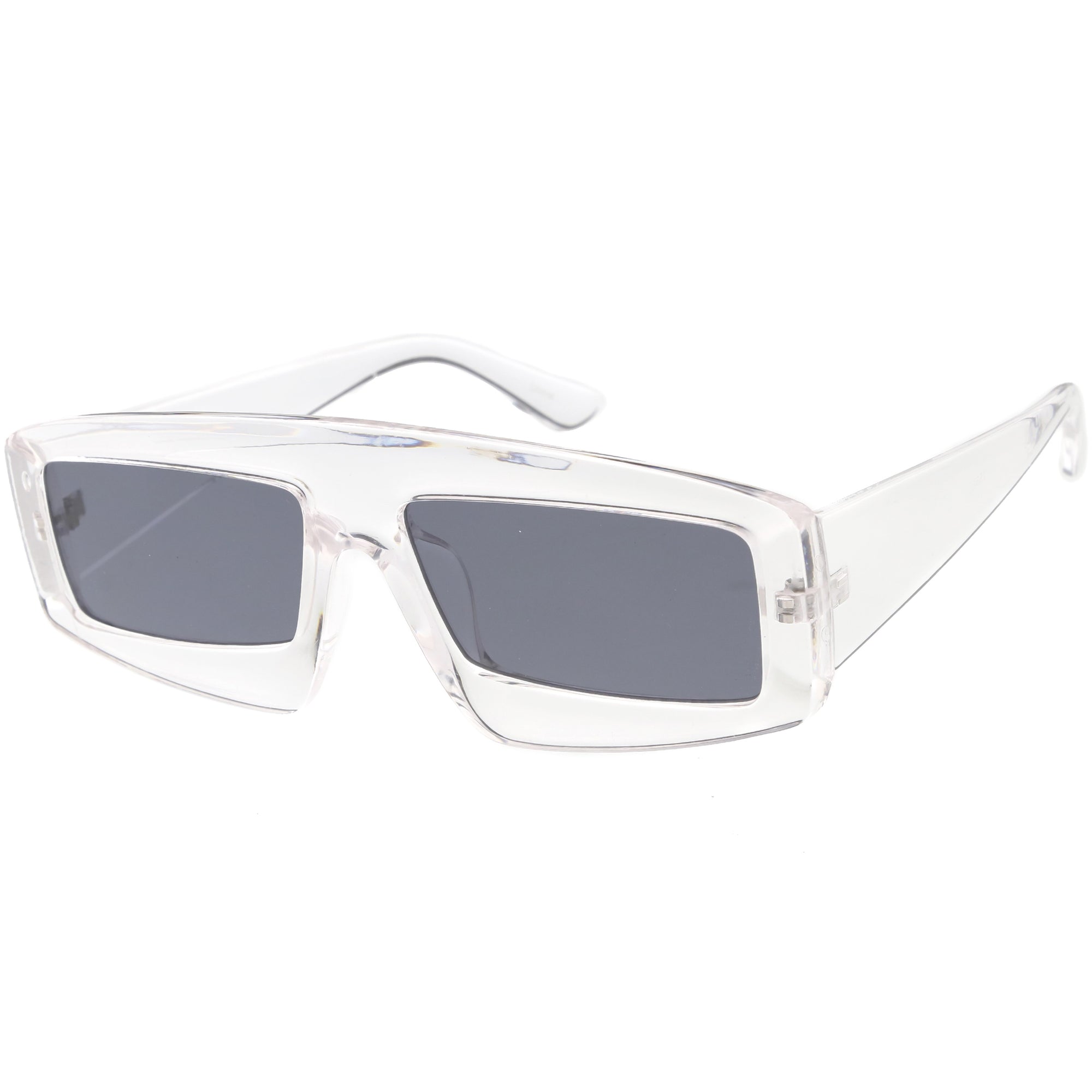Futuristic Retro Rectangle Block Flat Lens Sunglasses - zeroUV