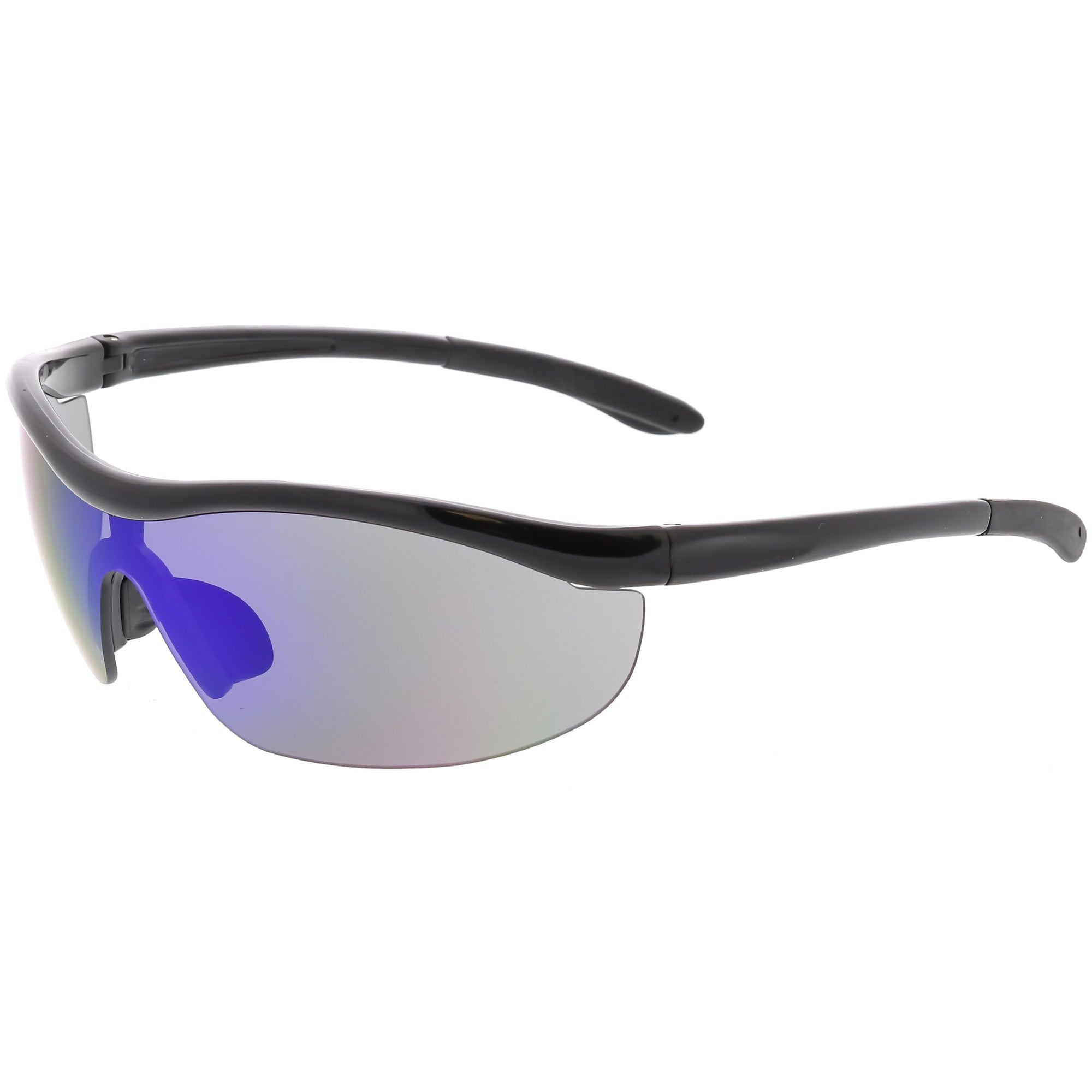 Premium TR-90 Sports Wrap Half Frame Shield Sunglasses 77mm - zeroUV