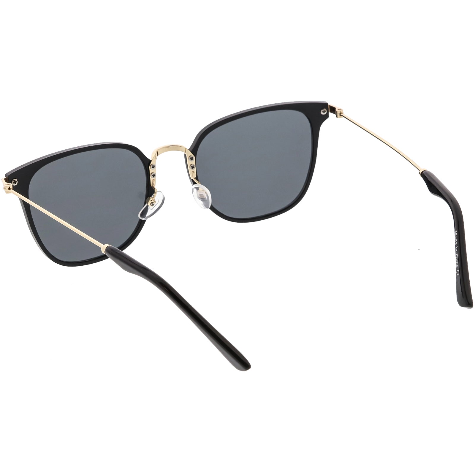 Retro Modern Premium Horned Rim Mirrored Flat Lens Sunglasses - zeroUV