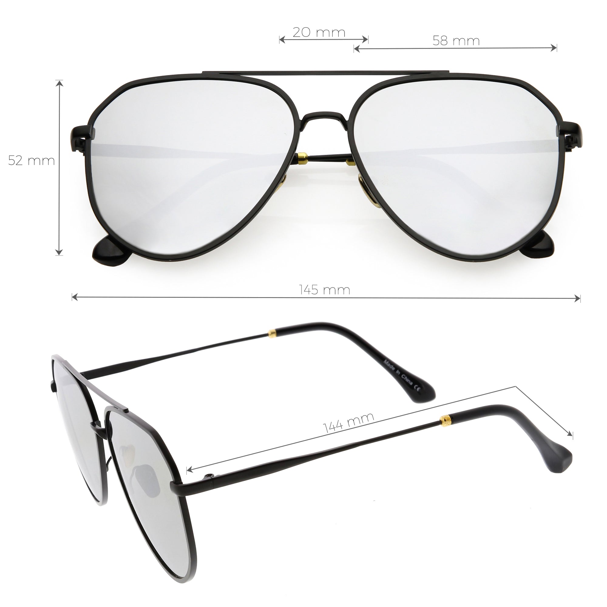 flat lens mirrored sunglasses