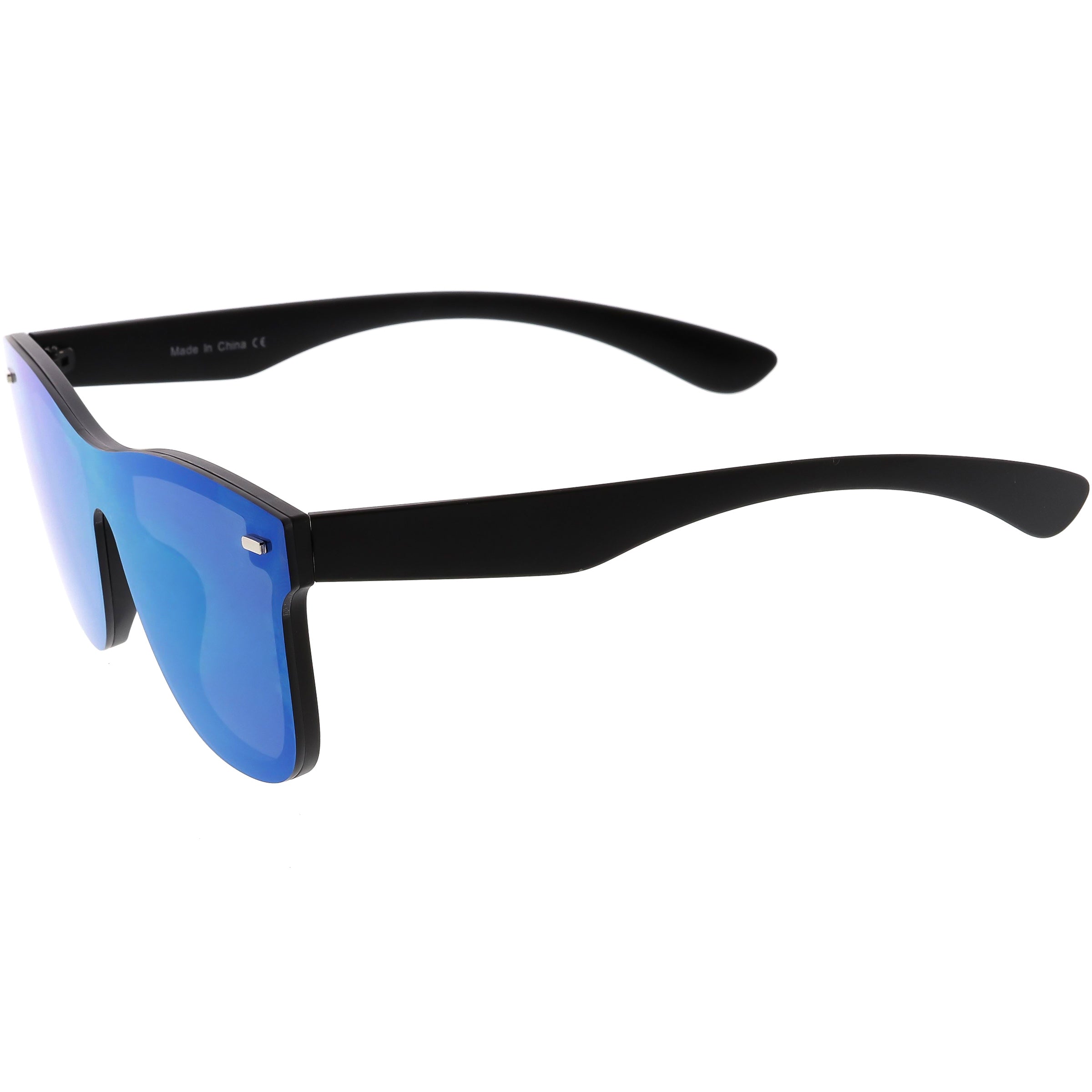 Retro Modern Horned Rim Flat Mirrored Lens Sunglasses Zerouv