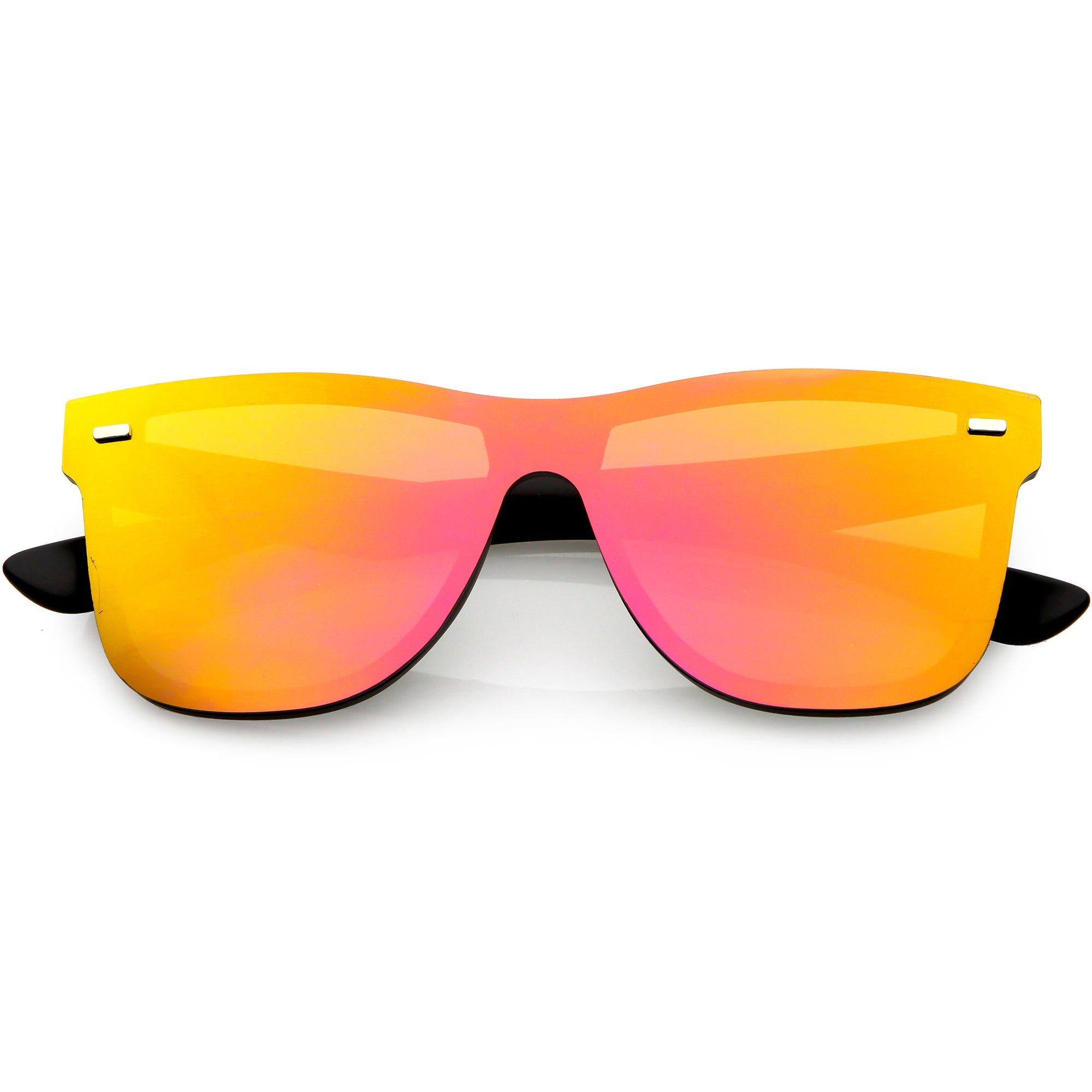 Retro Modern Horned Rim Flat Mirrored Lens Sunglasses - zeroUV