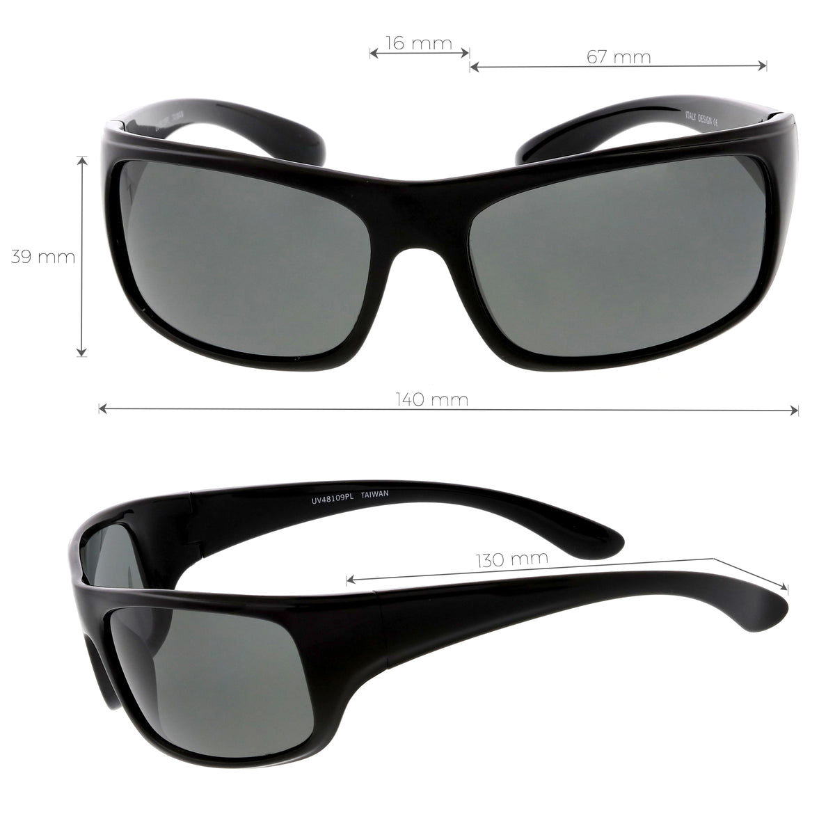 Active Lifestyle Polarized Lens Sports Wrap Rectangle Sunglasses C903 Zerouv 
