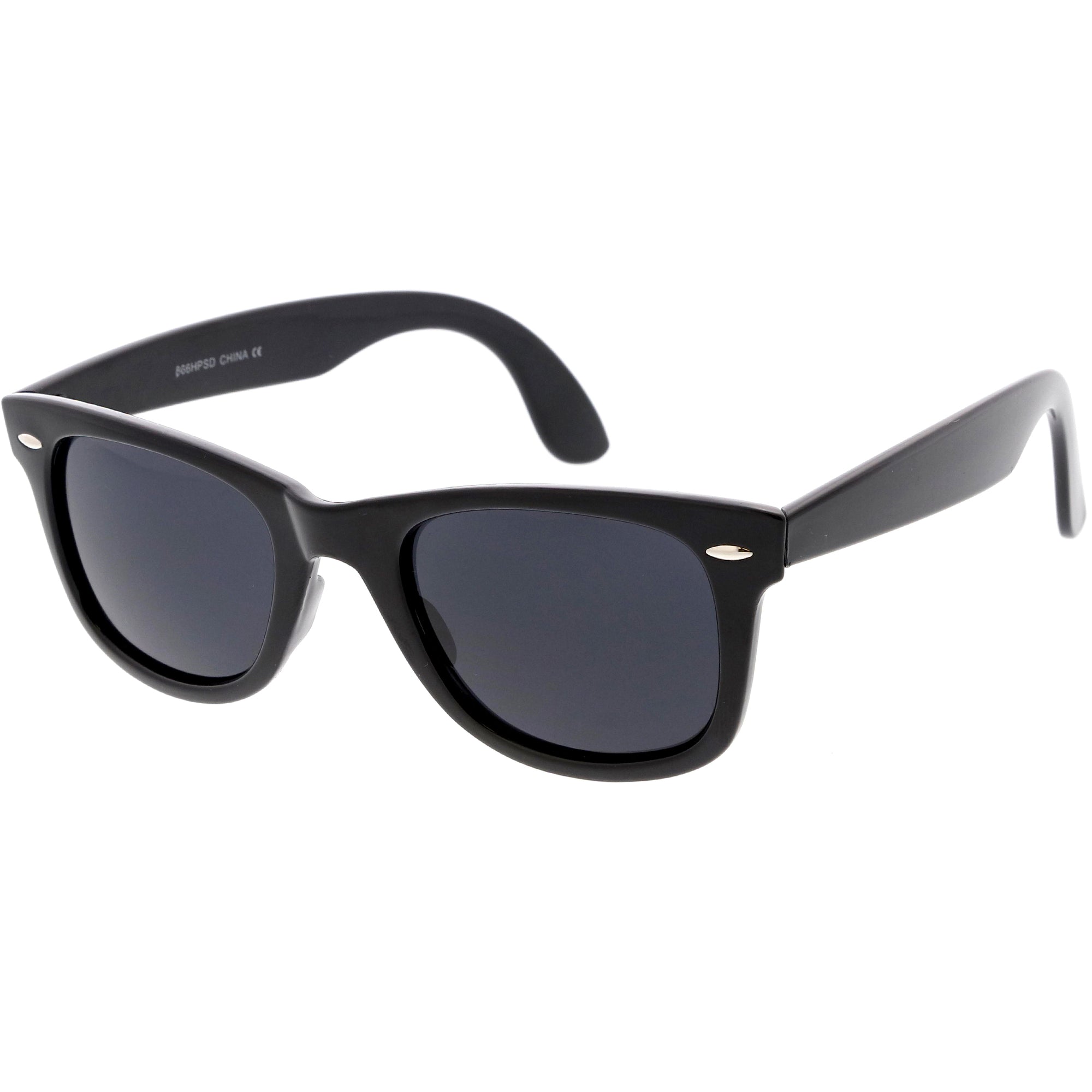 Classic Small Frame Wide Arms Dark Lens Horn Rimmed Sunglasses C923 