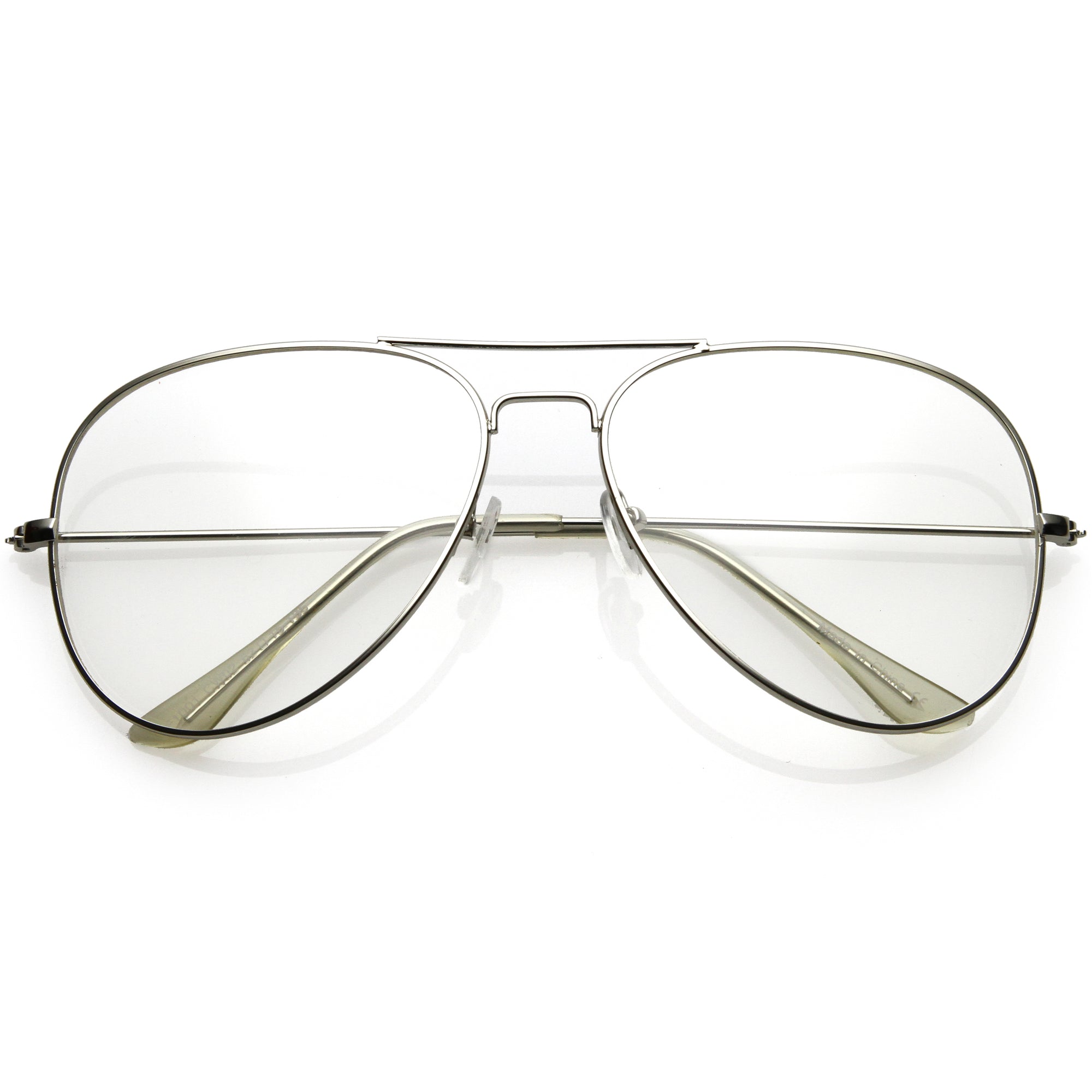 Retro Classic Full Metal Tear Drop Clear Lens Aviator Glasses Zerouv 