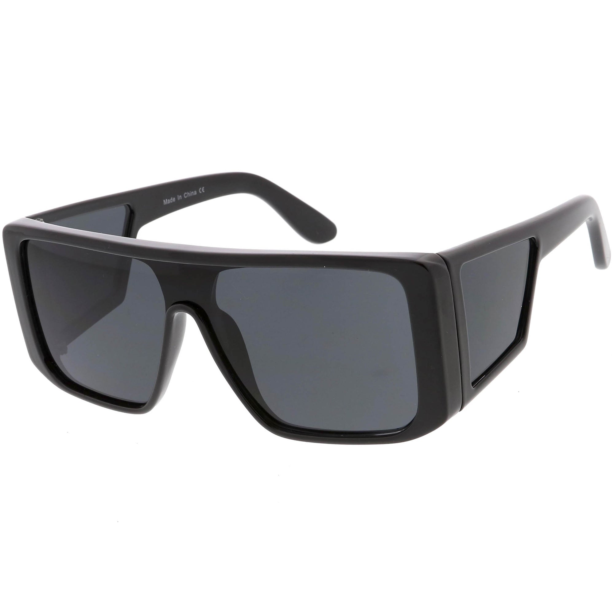 Oversize Retro Modern Square Side Window Shield Sunglasses - zeroUV