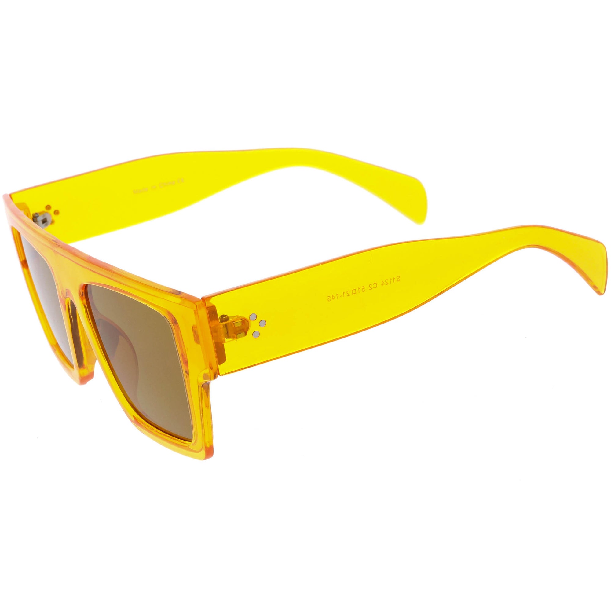 Colorful Translucent Frame Flat Top Retro Rectangle Sunglasses - zeroUV