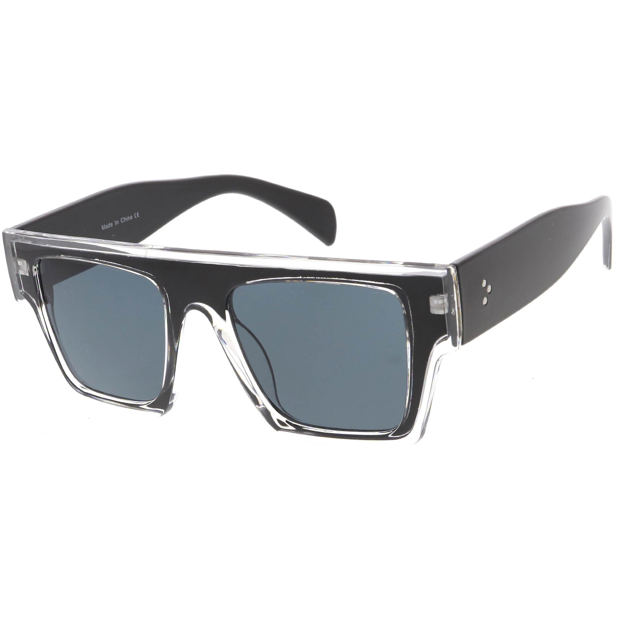 Colorful Translucent Frame Flat Top Retro Rectangle Sunglasses - zeroUV