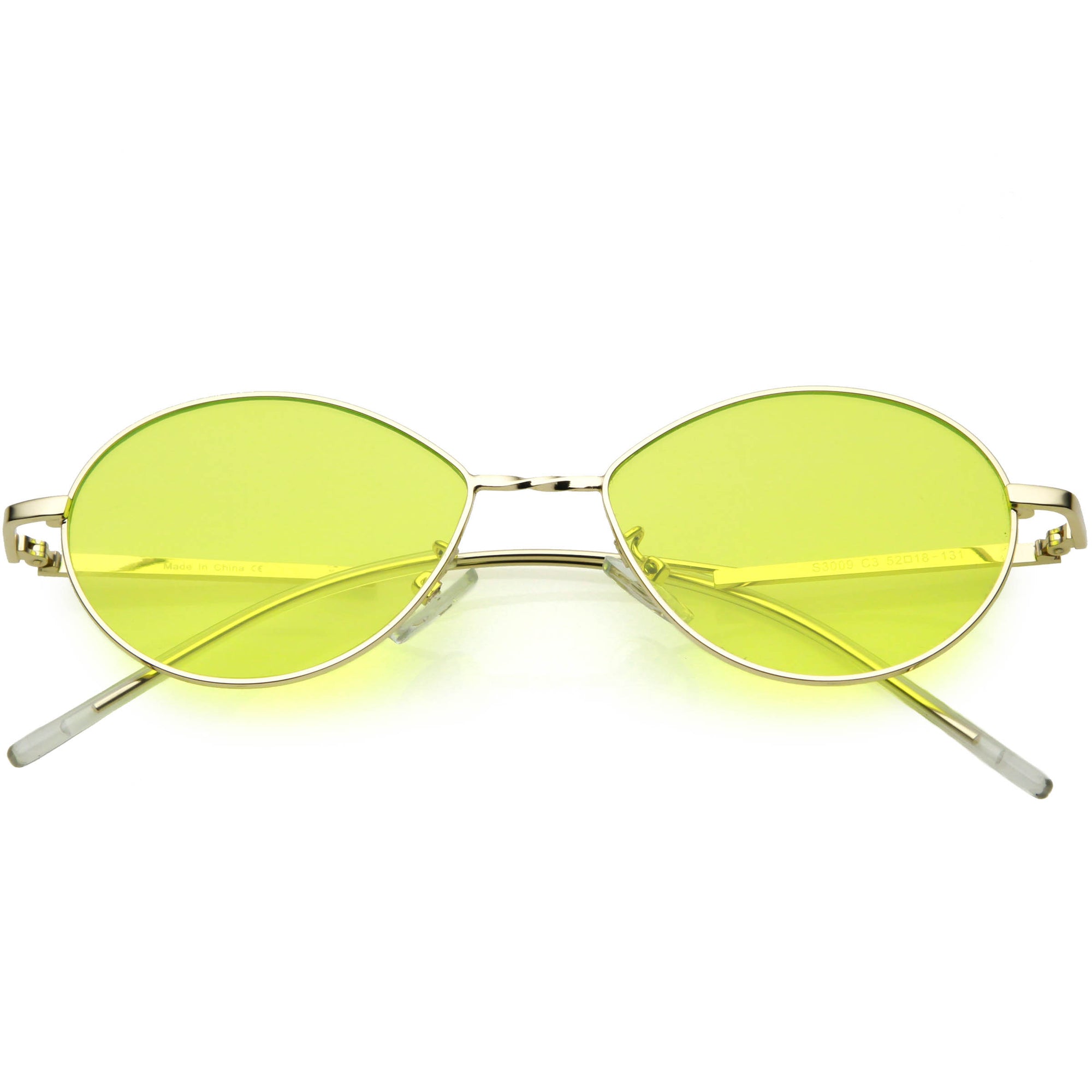 Retro Sophisticated Color Tinted Lenses Gold Metal Frame Oval Sunglass ...