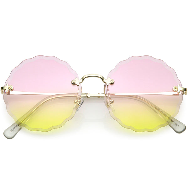 Women's Retro 1970's Round Gradient Gem Lens Sunglasses - zeroUV