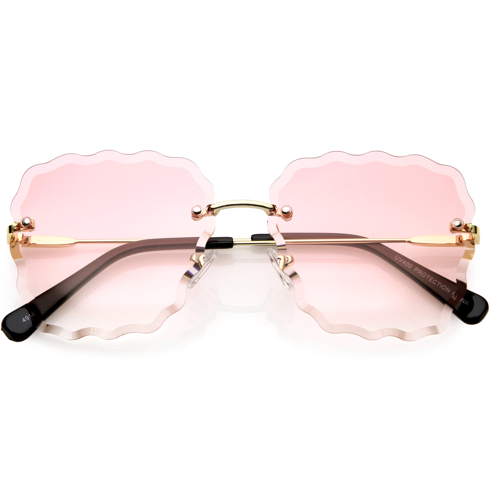 Women's Scalloped Gem Square Gradient Lens Sunglasses C989 - zeroUV