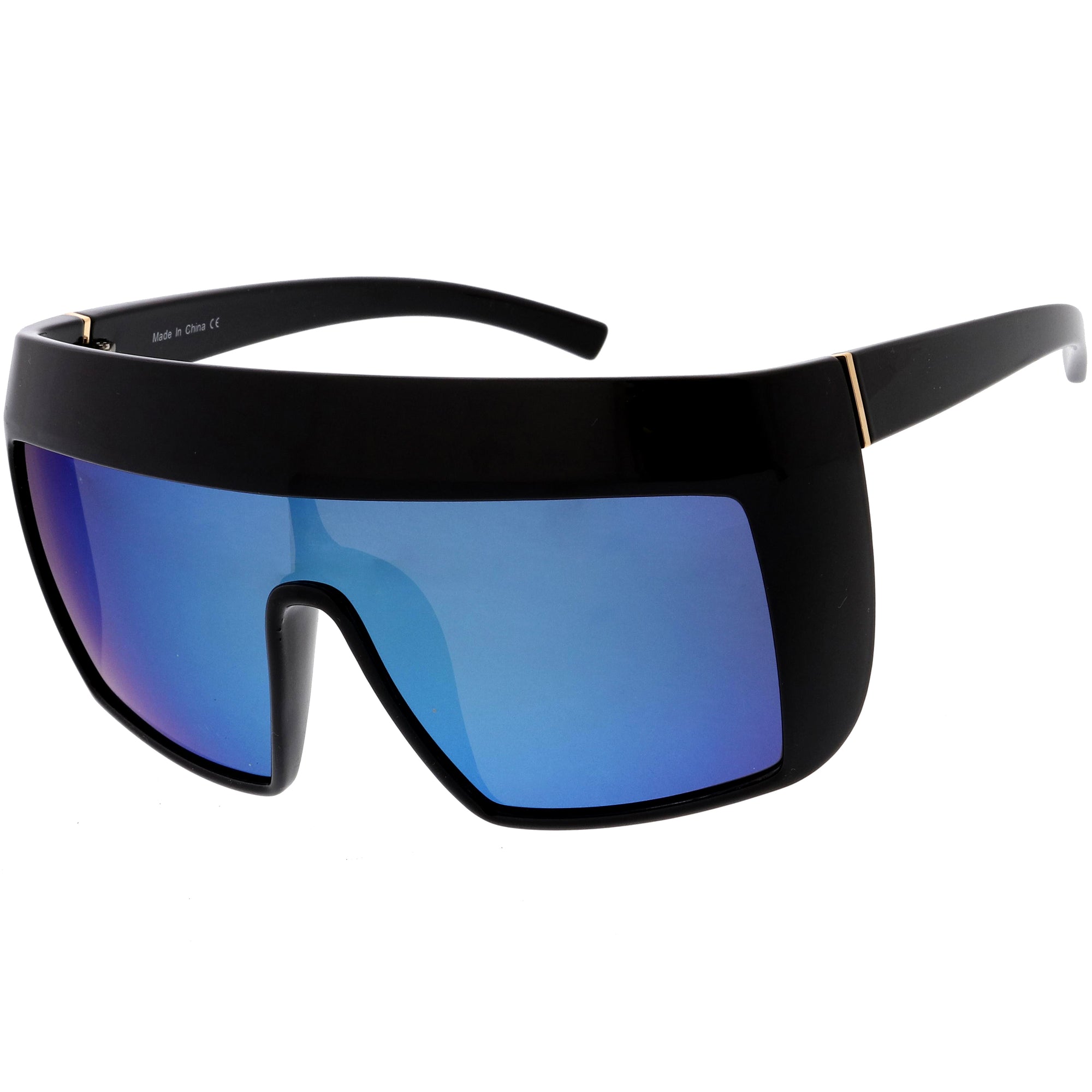 Futuristic Oversize Extended Side Temple Mirrored Lens Sport Shield Sunglasses Zerouv 