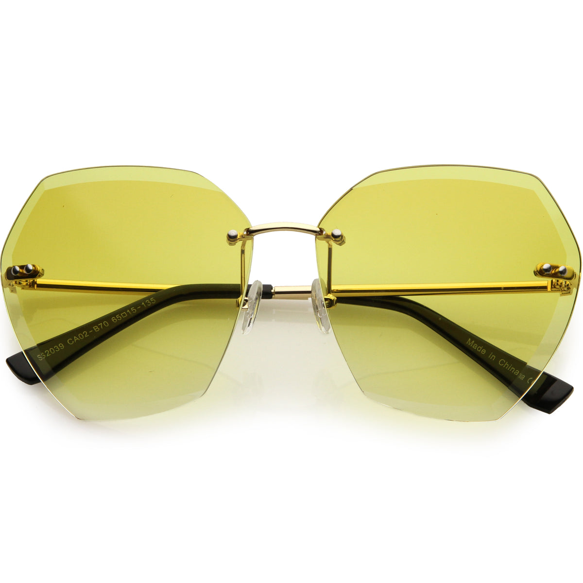 Oversize Rimless Beveled Gradient Lens Geometric Sunglasses Zerouv