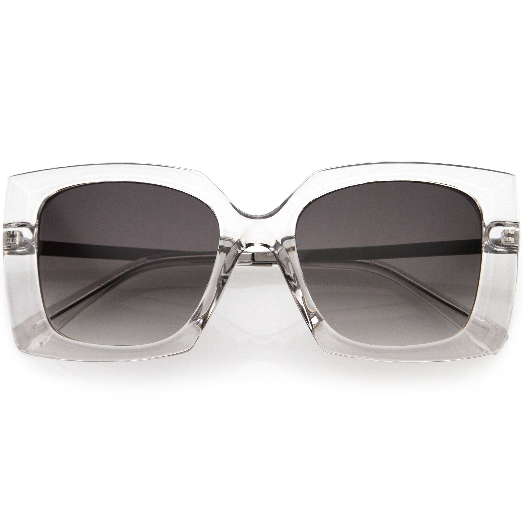 Sleek Metal Arms Two-Tone Neutral Colored Lens Square Sunglasses D105 ...