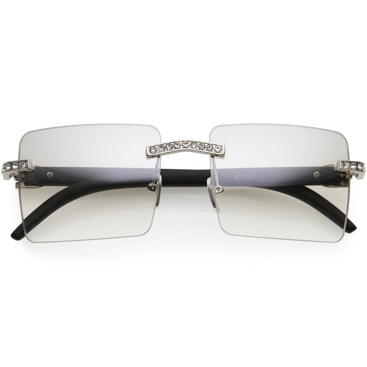 Premium Large Decorated Rhinestones Square Sunglasses D127 Zerouv
