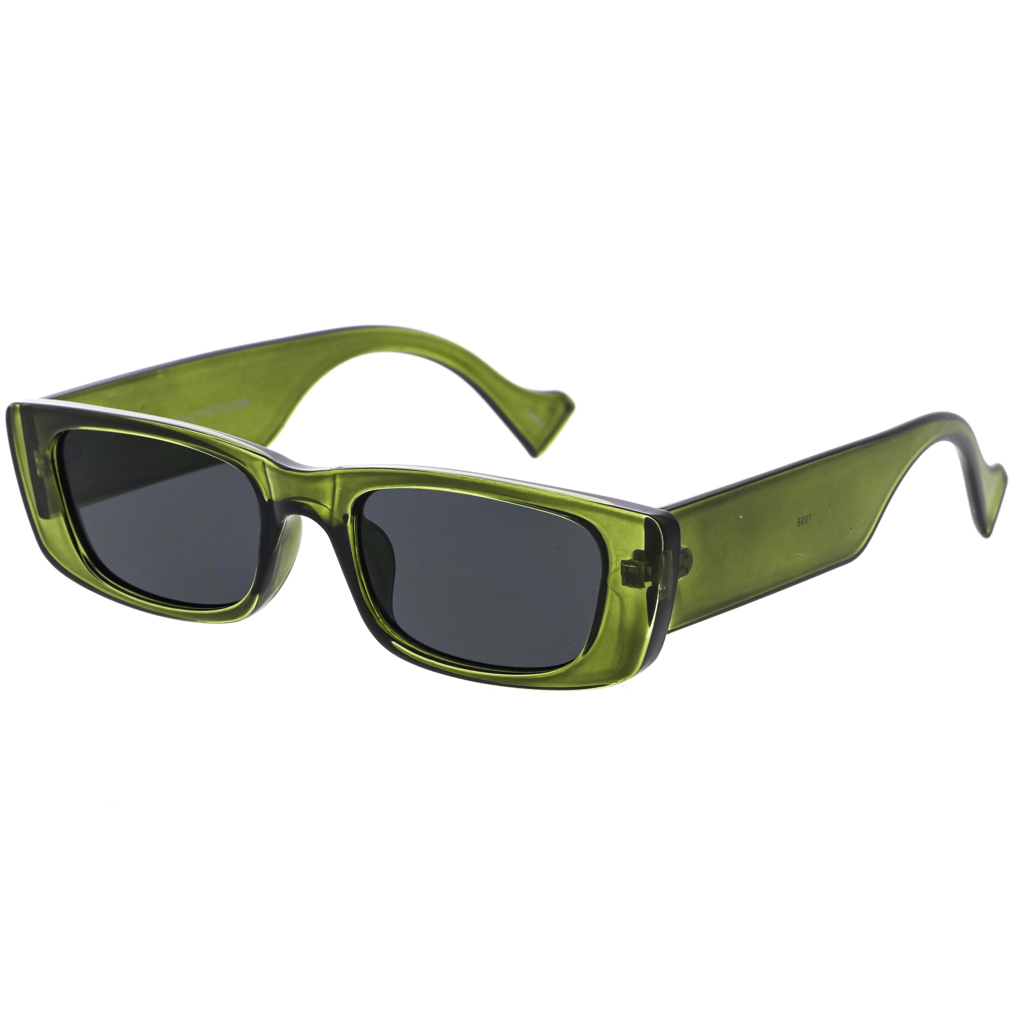Retro Wide Square Flat Lens Chunky Rectangle Sunglasses D209 - zeroUV