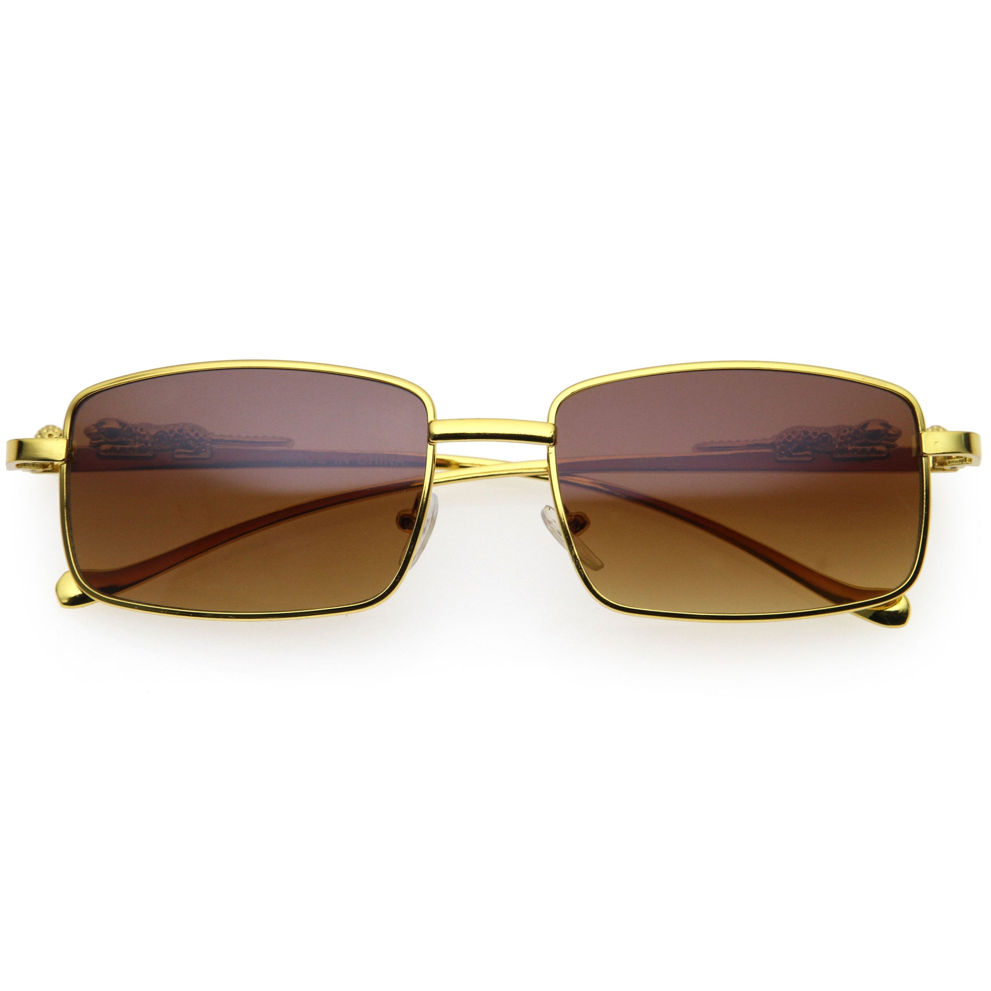 Classy Semi-Rimless Dapper Two-Tone Square Sunglasses D248, Gold / Clear Fade | zeroUV