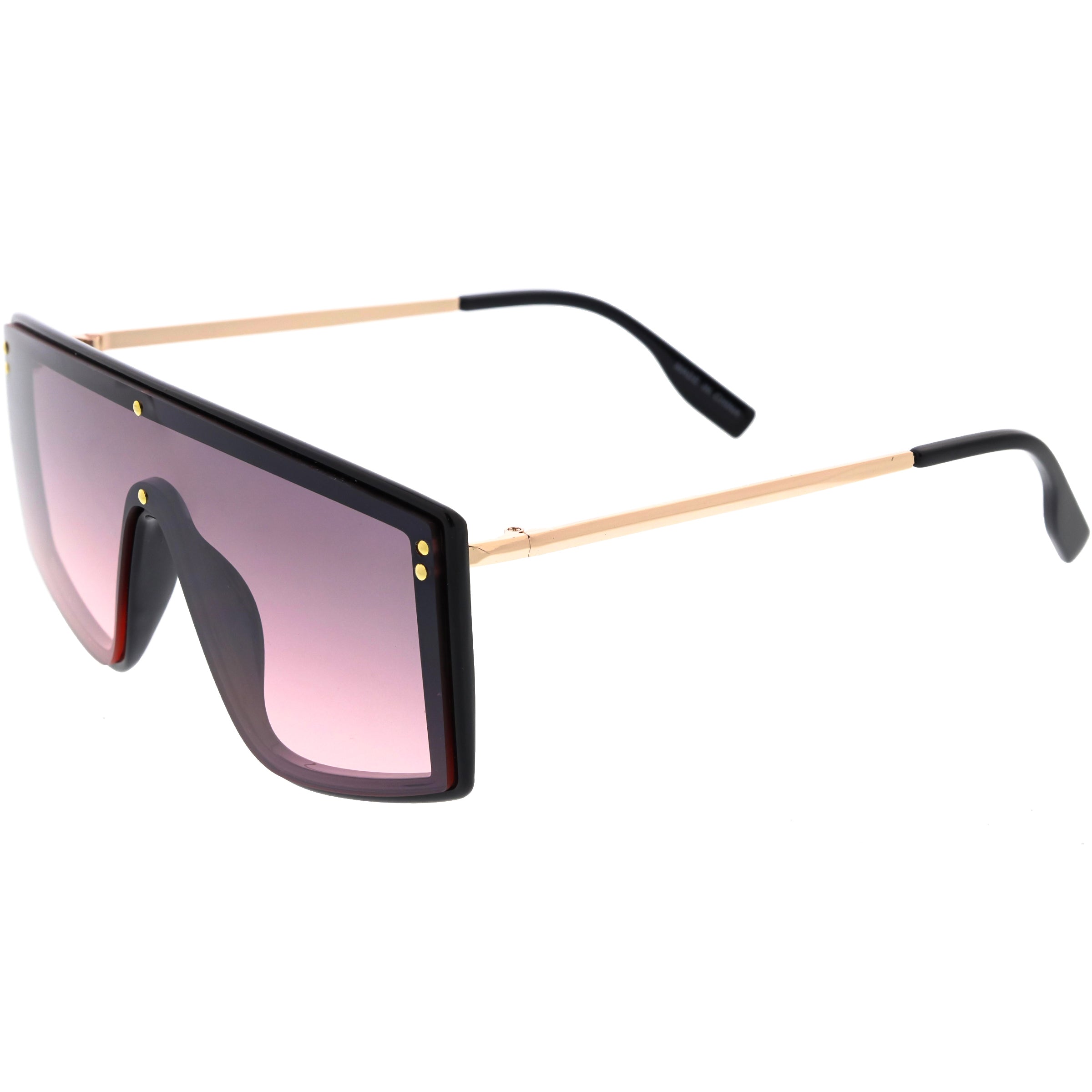 Sleek Oversized Two-Tone Square Shield Sunglasses D270
