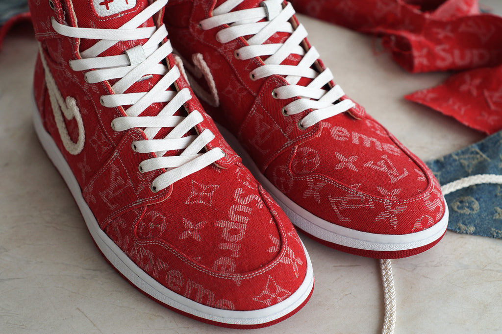 Red Supreme x LV Air Jordan 1 by JBFcustoms