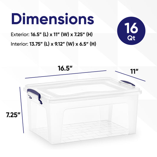 Superio Clear Storage Container with Wheels, Stackable Plastic