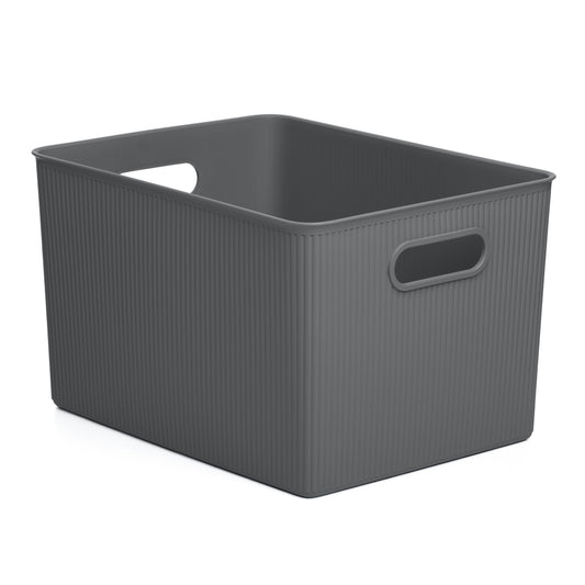 Superio 22 L Ribbed Storage Bin - Stone Blue