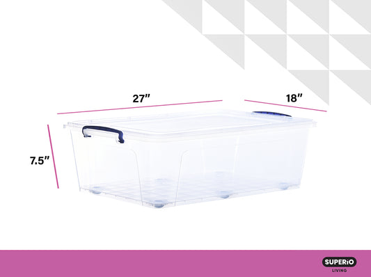 Superio 10 Qt Clear Plastic Storage Bins with Lids and Latches, Organizing  Containers, Stackable Plastic Bin for Home, Garage, School, and Office