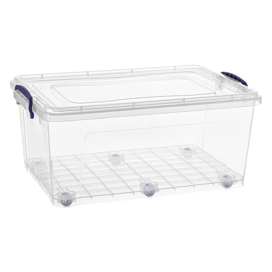 Superio Clear Storage Bin with Lid, Large Stackable Container with Lid, 32  Quart Wheeled Storage Box for Home, Tote for Garage, Storage, Clothing