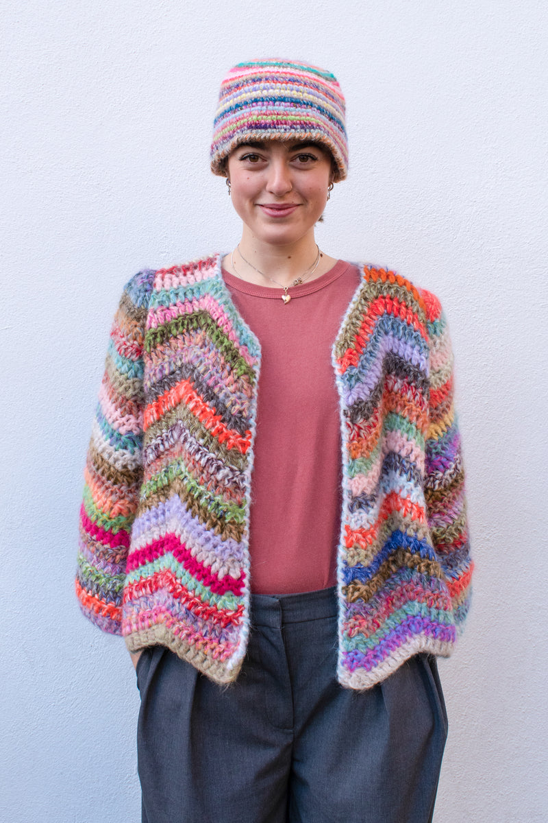 Dawn x Dare Ginza Multi Stripe Crochet Cardigan | The Mercantile London