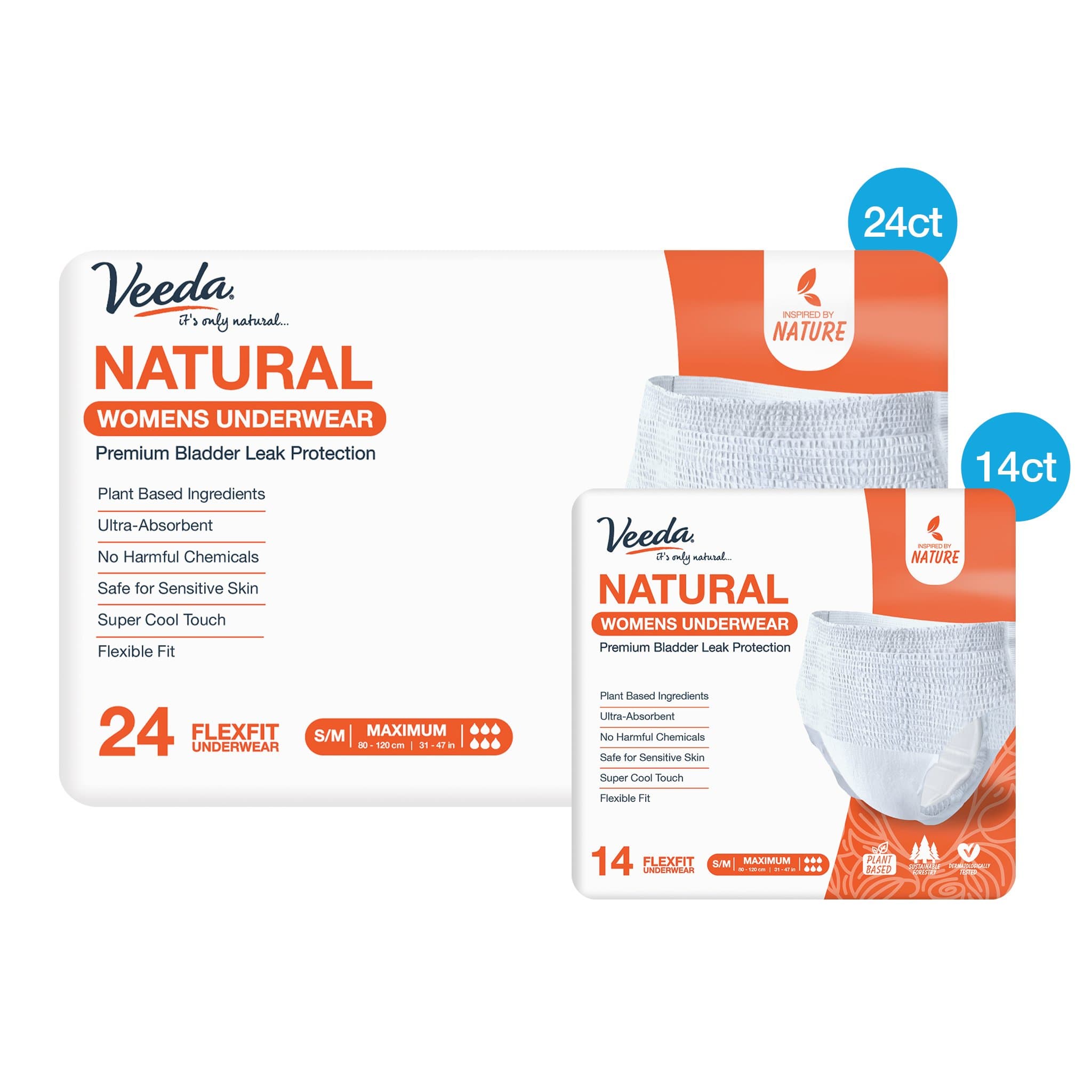 Veeda Natural Women's Incontinence Underwear. S, M, L, XL Available ...