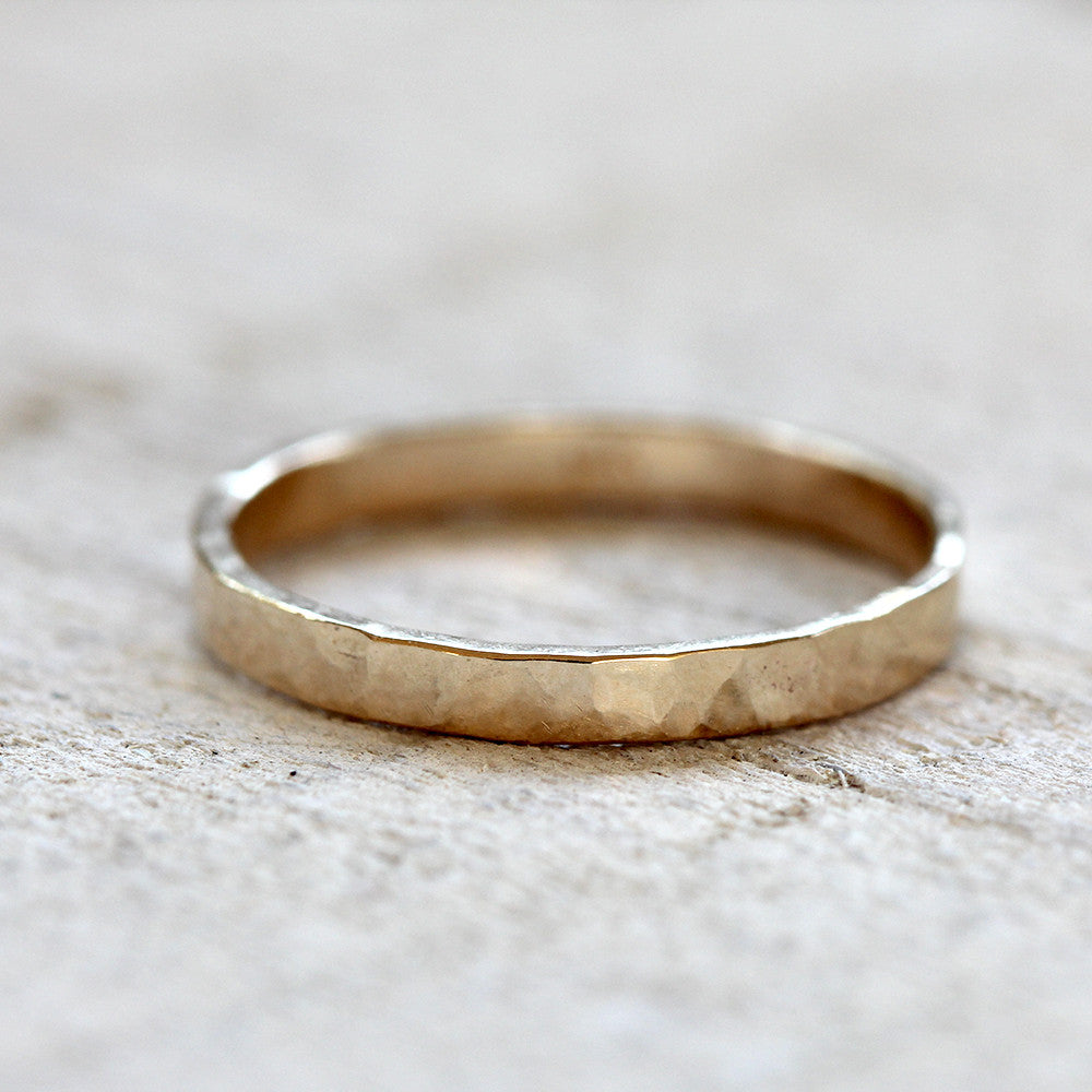 14k solid yellow gold hammered ring – Praxis Jewelry