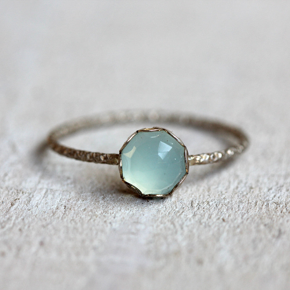 Gemstone ring blue chalcedony ring engagement ring - Praxis Jewelry