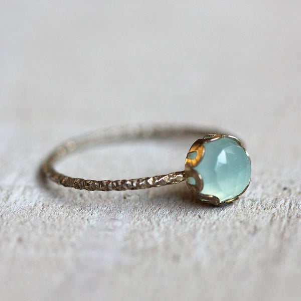 Gemstone ring blue chalcedony ring engagement ring – Praxis Jewelry