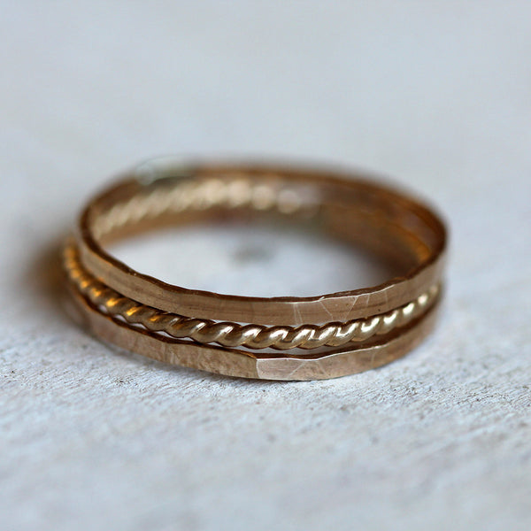 14k gold stacking rings – Praxis Jewelry