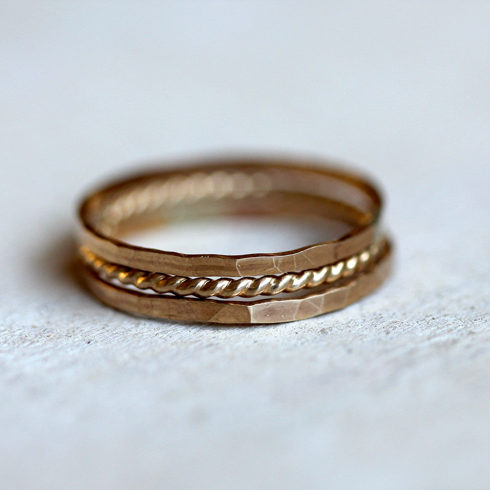 14k gold stacking rings – Praxis Jewelry