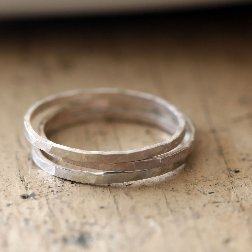 Hammered Stacking Rings Sterling Silver – Praxis Jewelry