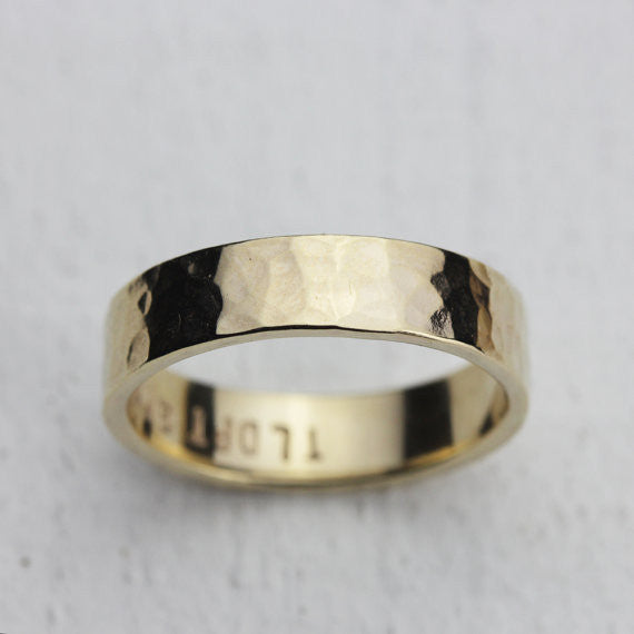 5mm wide hammered 14k gold ring – Praxis Jewelry