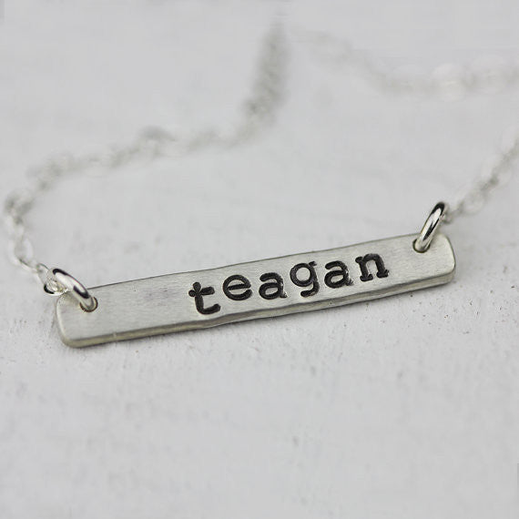 Personalized Silver Bar Necklace