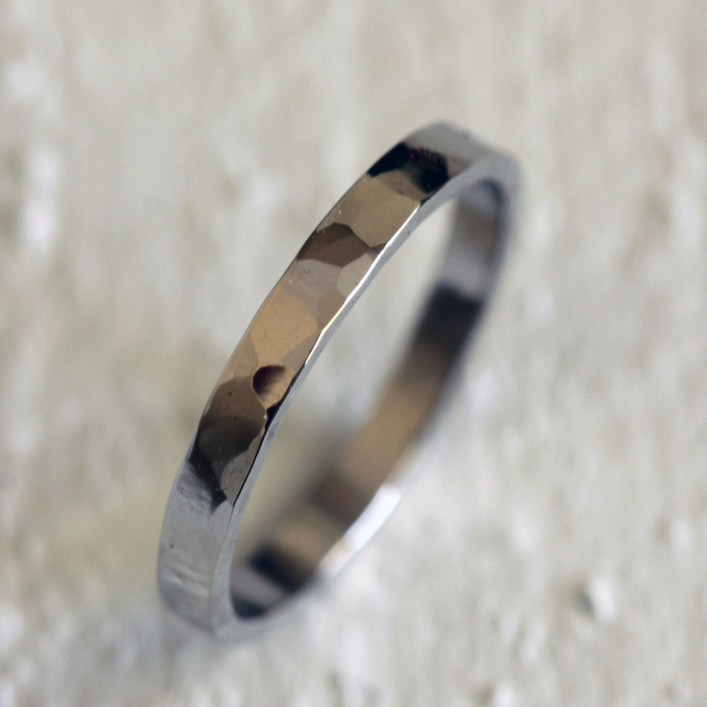 Hammered platinum ring eco-friendly platinum wedding band – Praxis Jewelry