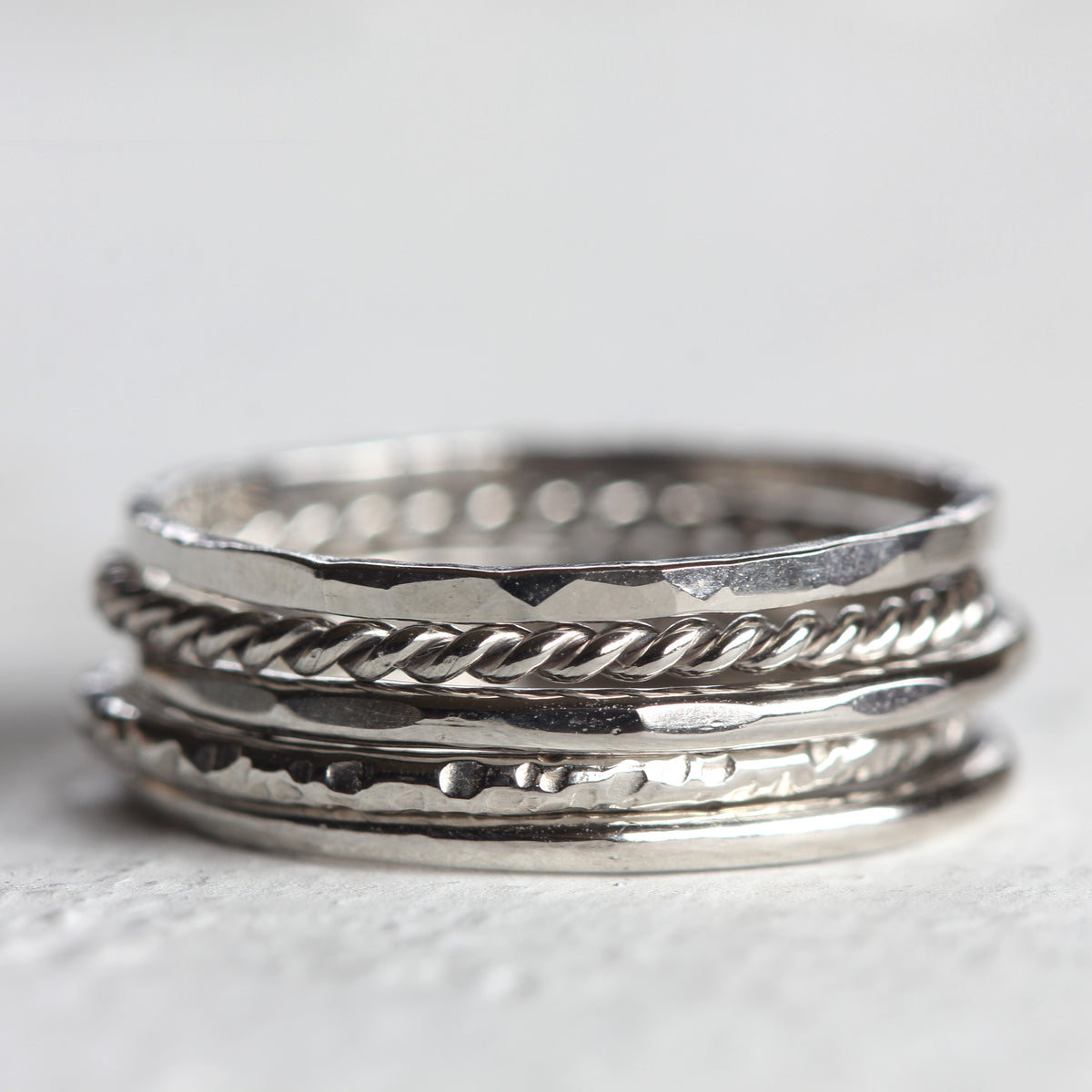 Platinum stacking rings set of 5 solid platinum rings – Praxis Jewelry