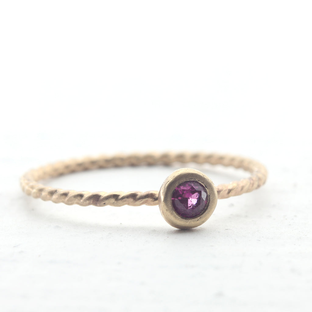 Gold Ruby Twist Wire Ring - 14k Gold July Birthstone Ring – Praxis Jewelry