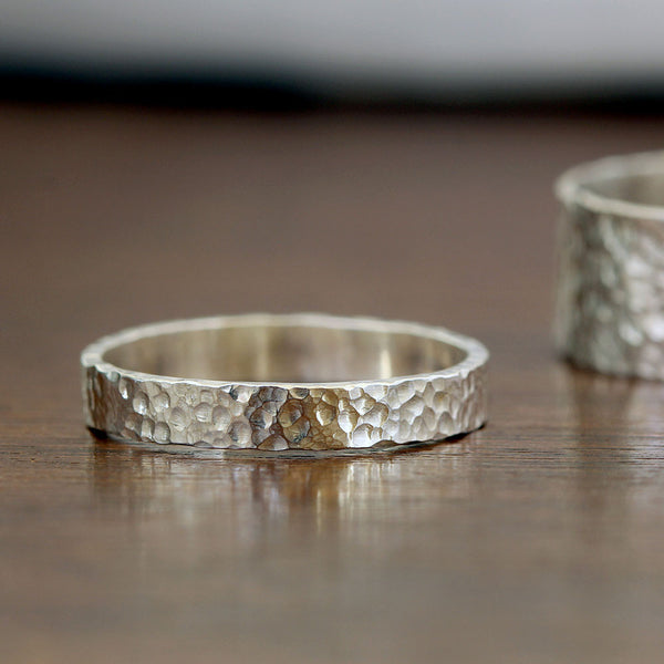 Narrow Hammered Silver Ring – Praxis Jewelry
