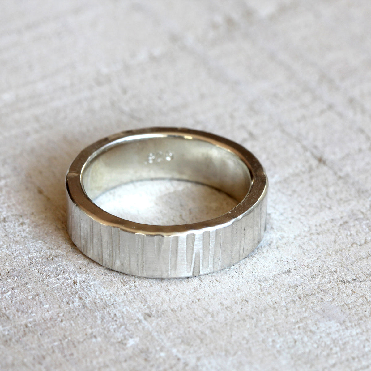 Wide Men's tree bark wedding ring – Praxis Jewelry