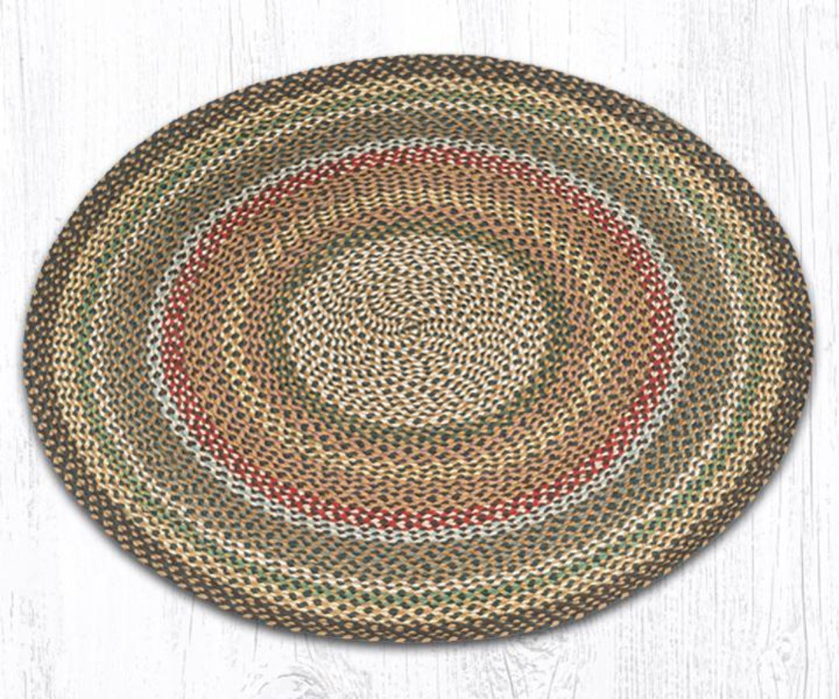 Earth Rugs鈩 C-51 Fir/Ivory Round Braided Rug 4'x4'