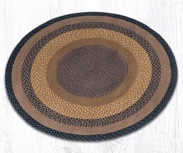 Earth Rugs鈩 C-099 Brown/Black/Charcoal Round Braided Rug 4'x4'