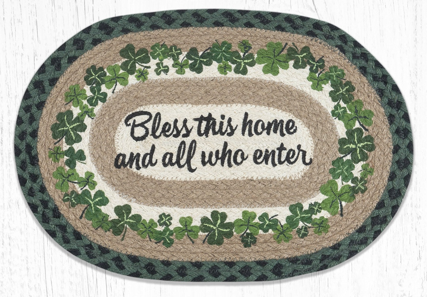 Earth Rugs鈩 PM-OP-605 Bless this Home Oval Placemat 13"x19"