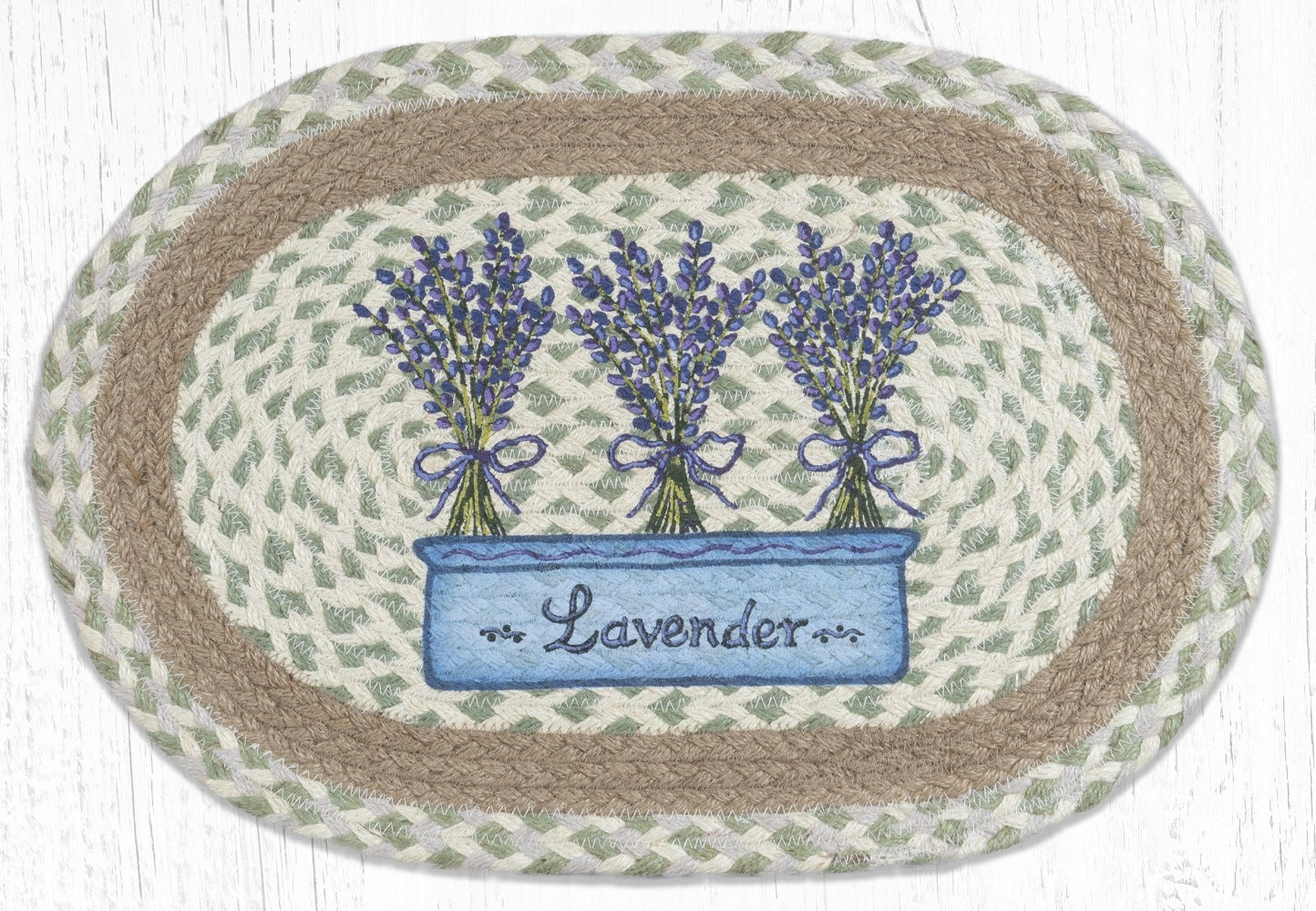 Earth Rugs鈩 PM-OP-611 Lavender Oval Placemat 13"x19"