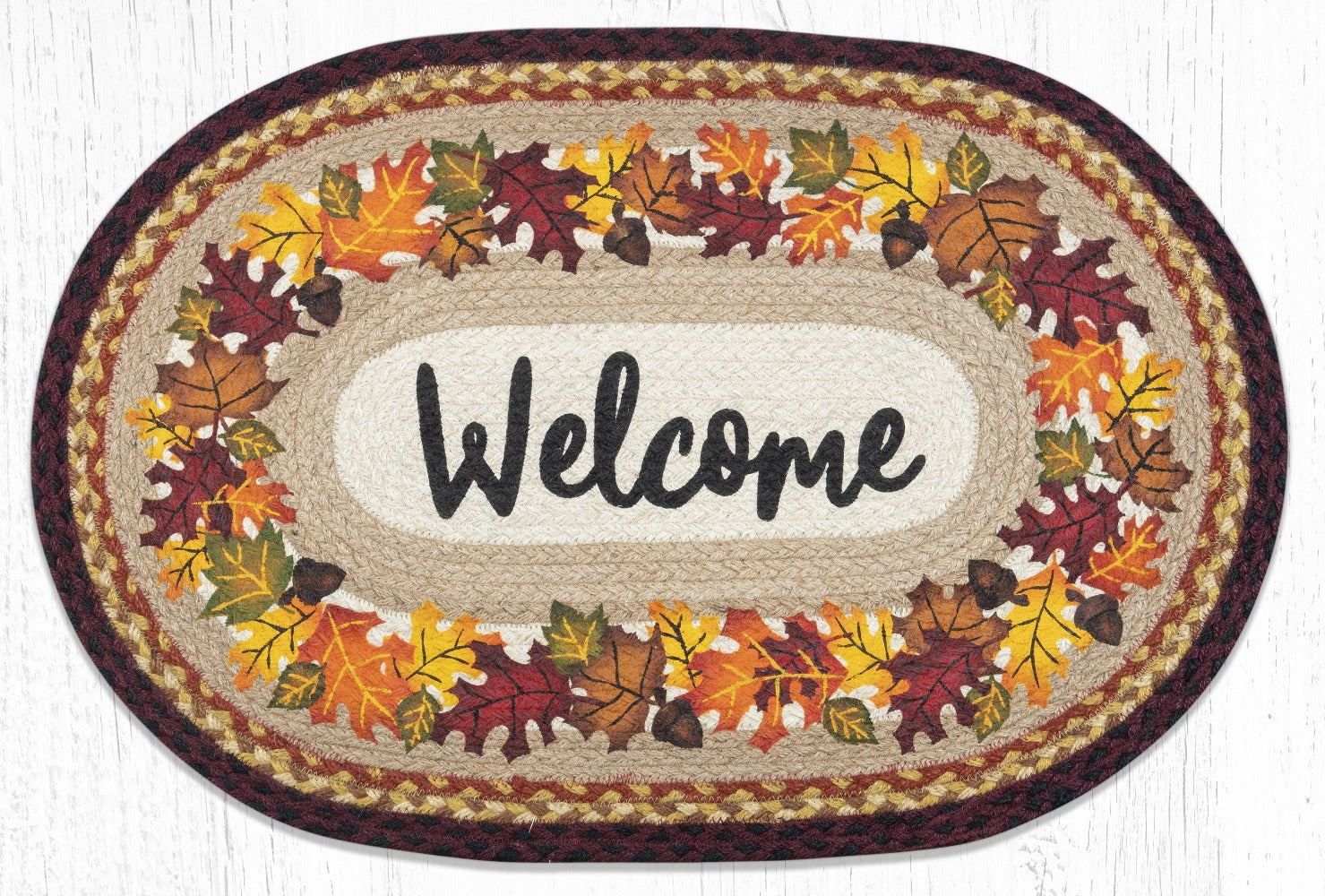 Earth Rugs鈩 OP-395 Autumn Welcome Oval Patch 20"x30"