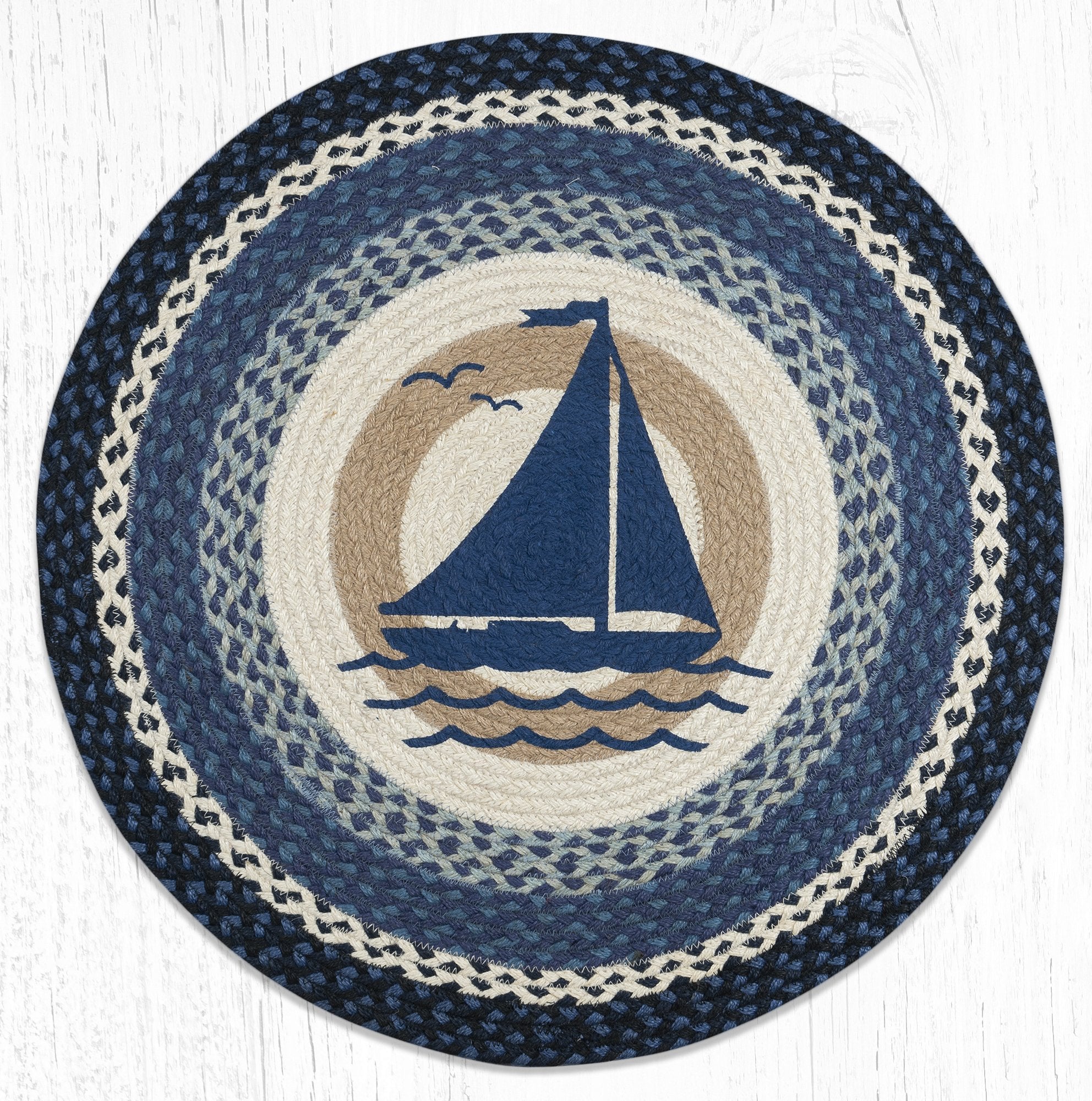 Earth Rugs鈩 RP-443 Sailboat Round Patch 27"x27"