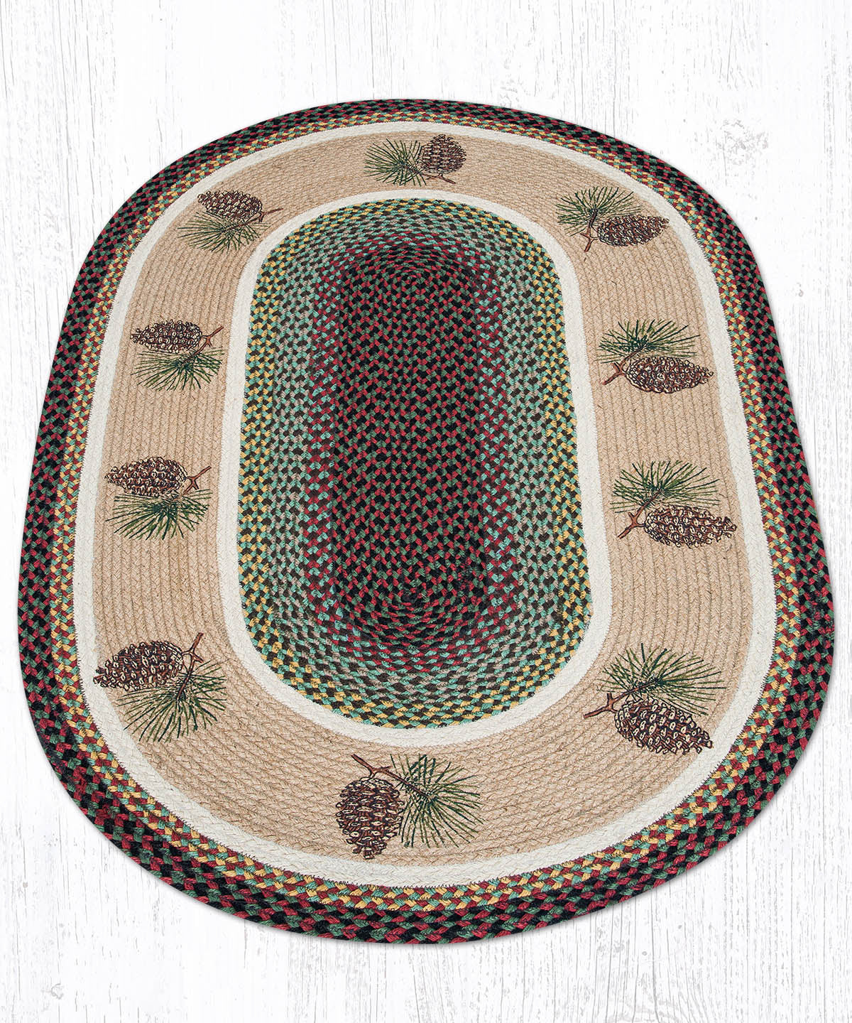 Earth Rugs Oval Pinecone Braided Rug